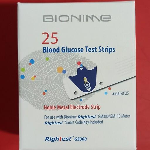 نوار تست قند خون بایونیم 25 عددی  bionime  blood clucose test strips