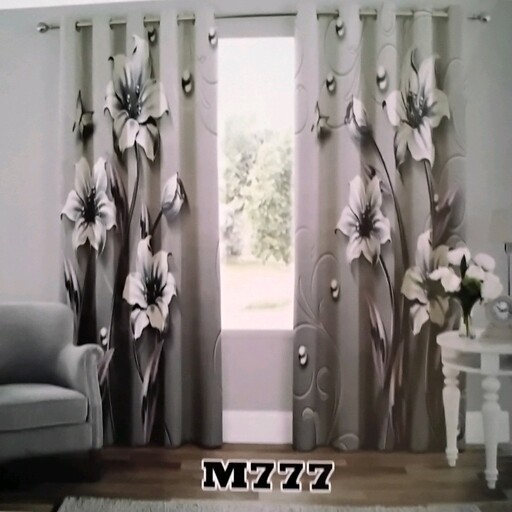 پرده  چاپی پانچ  دوقواره  طرح  گل  کد  m777