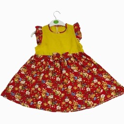 لباس  کودک دخترانه   برای سنین حدود  8 سال با جنس نخی، مناسب برای فصل گرما، دارای دو رنگ ترکیبی