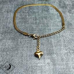 دستبند ماری طلایی آویز قلب استیل دخترانه و زنانه