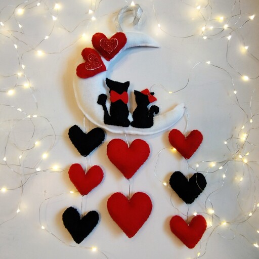 آویز  گیفت طرح ماه و گربه مناسب برای هدیه کادو ،جشن وتم تولد،در اتاق ،سیسمونی