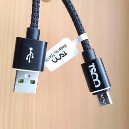 کابل شارژر میکرو یو اس بی  micro USB فست شارژر  2 آمپر  فلزی  روکش کابل کتان  برند تسکو