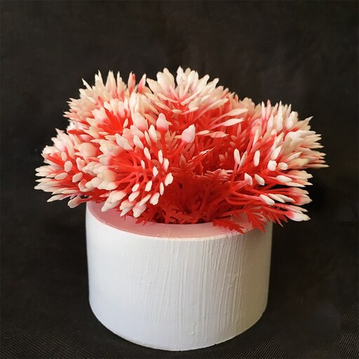 گلدان گل مصنوعی مدل شویدی قرمز رنگ گلدان سفید قطر 6 و ارتفاع 8 سانتی متر