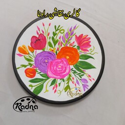 دیوارکوب سفالی دسته گل رز  شاد و خوشرنگ آبرنگی و آبستره 30سانتی