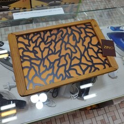 سینی چوبی زینو با صفحه شیشه ای نشکن با طرح چاپ سه بعدی