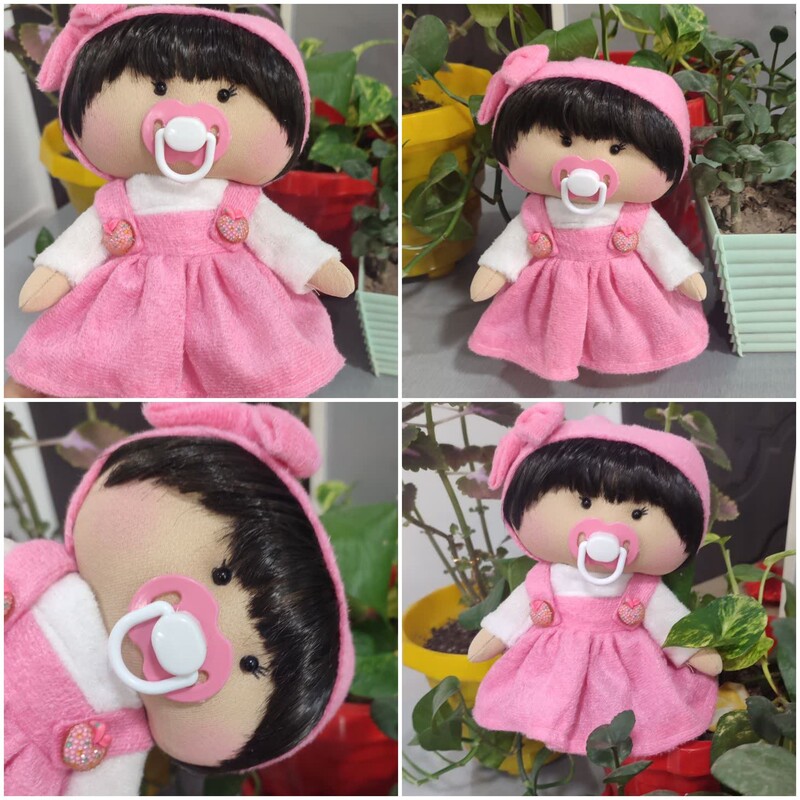 عروسک خوشکل لپ گلی در رنگهاز مختلف قابل اجراست .قد تقریبی22 سانت.کاملا دست ساز
