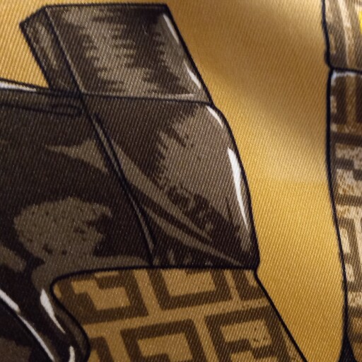 روسری ابریشمی (ارسال رایگان )قواره 110 رنگ خردلی فندی وارداتی مجلسی اسپرت 