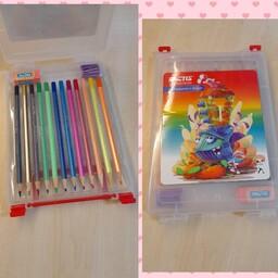 مداد رنگی 12 رنگی فکتیس جعبه پلاستیکی به همراه تراش و پاک کن