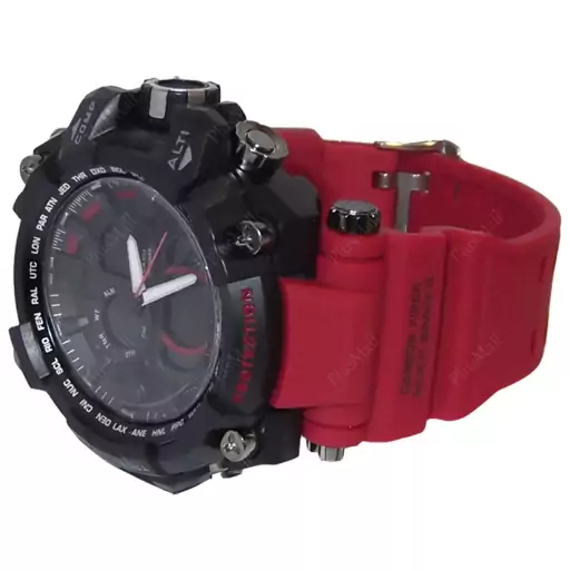 ساعت کاسیو جی شاک قرمز مشکی دو زمانه کد G Shock Red 011