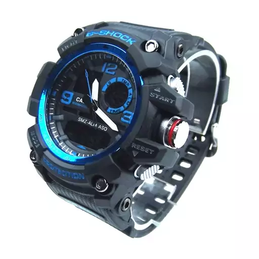 ساعت کاسیو جی شاک مشکی آبی  دو زمانه کد G Shock Blue 024