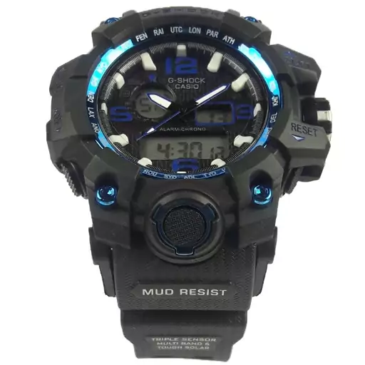 ساعت کاسیو جی شاک مشکی آبی  دو زمانه کد G Shock Blue 023