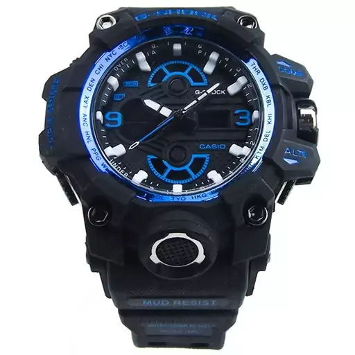 ساعت کاسیو جی شاک مشکی آبی  دو زمانه کد G Shock Blue 022