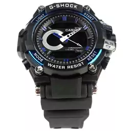 ساعت کاسیو جی شاک مشکی آبی  دو زمانه کد G Shock Blue 026