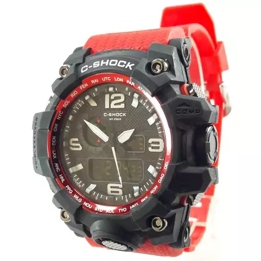 ساعت کاسیو جی شاک قرمز مشکی دو زمانه کد G Shock Red 036