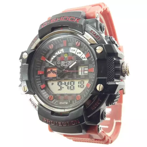 ساعت کاسیو جی شاک قرمز مشکی دو زمانه کد G Shock Red 035