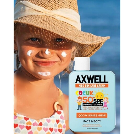 ضد آفتاب کودکان اصل ترکیه آکسول حاوی ویتامین E با محافظت بسیار بالا و SPF 50  آکسول آرسی کازمتیک

