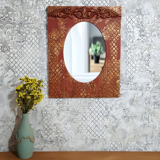 قاب آینه کنسول چوبی ابعاد 40 در 50 تاج و طرح های قاب برجسته قابل سفارش در ابعاد و رنگ بندی دلخواه قاب همراه با آینه