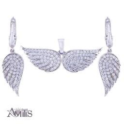  نیم ست نقره زنانه آمیتیس مدل بال فرشته AMT-N108 