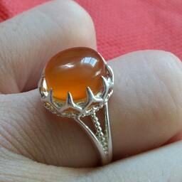 انگشتر زنانه نقره عقیق پرتقالی