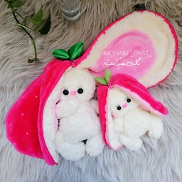 عروسک خرگوش ترند ولنتاین در 3 طرح توت فرنگی، گوجه فرنگی، هویجی، سیسمونی بچه  هدیه کادویی عروسک خرگوش سوپرایز 