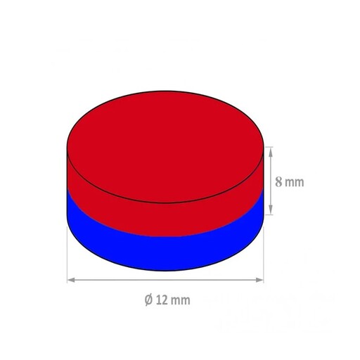 آهنربا نئودیمیوم سایز 12x8mm میلیمتر  سوپر مگنت دیسک بسته 8 عددی