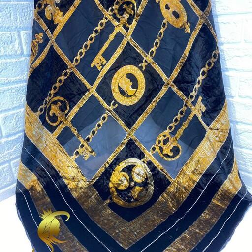 روسری مخمل اورجینال مشکی طلایی فوقالعاده پرفروش و باکیفیت