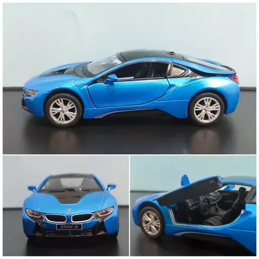 ماشین فلزی بی ام و  ای هشت I8 کینزمارت Kinsmart BMW i8 رنگ آبی 