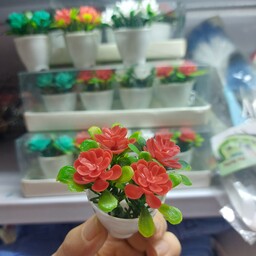 گلدان نقلی دکوری 4عددی گل مصنوعی در رنگهای زیبا جنس پلاستیک در پلاسکو دهقان 
