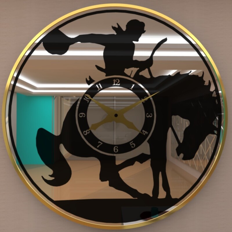 ساعت دیواری نقاشی پشت آیینه فرم فلز  طرح مدرن لوکس