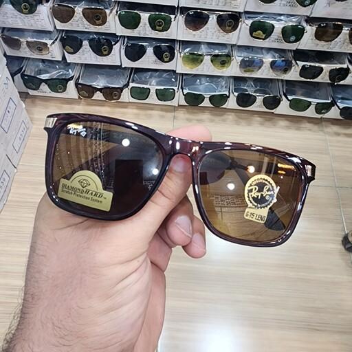 عینک آفتابی مردانه ریبن فراری کائوچویی شیشه سنگ یووی 400 رنگ قهوه ای ارسال رایگان