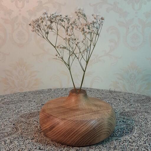 گلدان چوبی روشن مدل اقاقیا تولید از چوب یک تیکه راش
