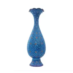 گلدان صراحی میناکاری اثر استاد اسماعیلی ارتفاع 25 سانتی متر اسلیمی - (Enameled c