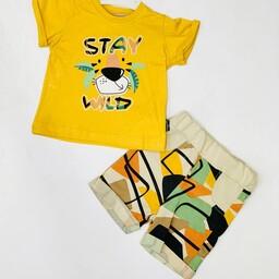 لباس نوزادی تیشرت شلوارک پسرانه ترک (سایز 9 تا 12 ماه)