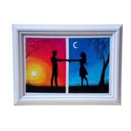 تابلو نقاشی پاستل طرح عاشقانه شب و روز 2
