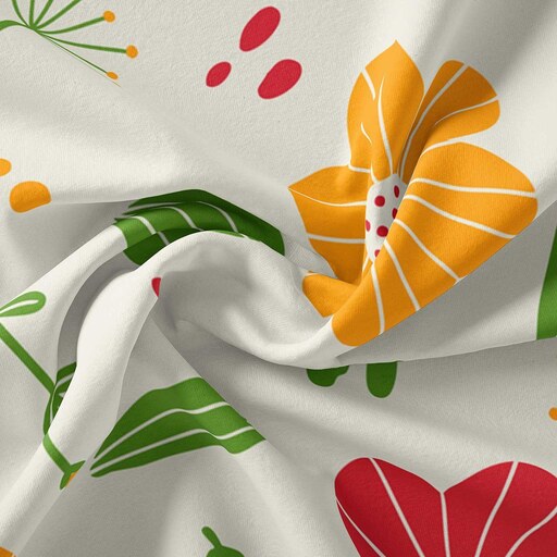 پارچه روبالشی مخمل پارچه باما طرح گلهای رنگارنگ    کد 5011691