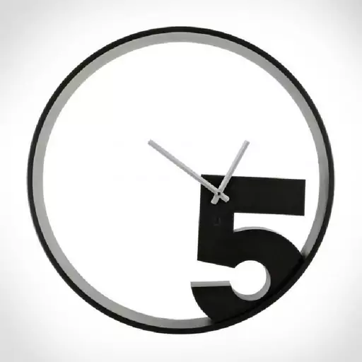 ساعت دیواری گرد قطر 59 مشکی مات طرح Five