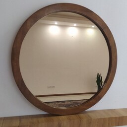 آینه چوبی گرد قطر 60 آینه گرد چوبی قاب آینه چوبی 