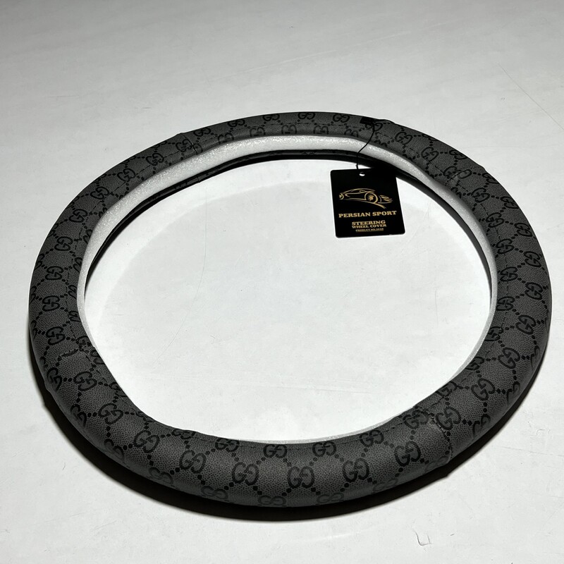 روکش فرمان  حلقه ای طرح گوچی رنگ طوسی تیره مناسب برای انواع سواری 