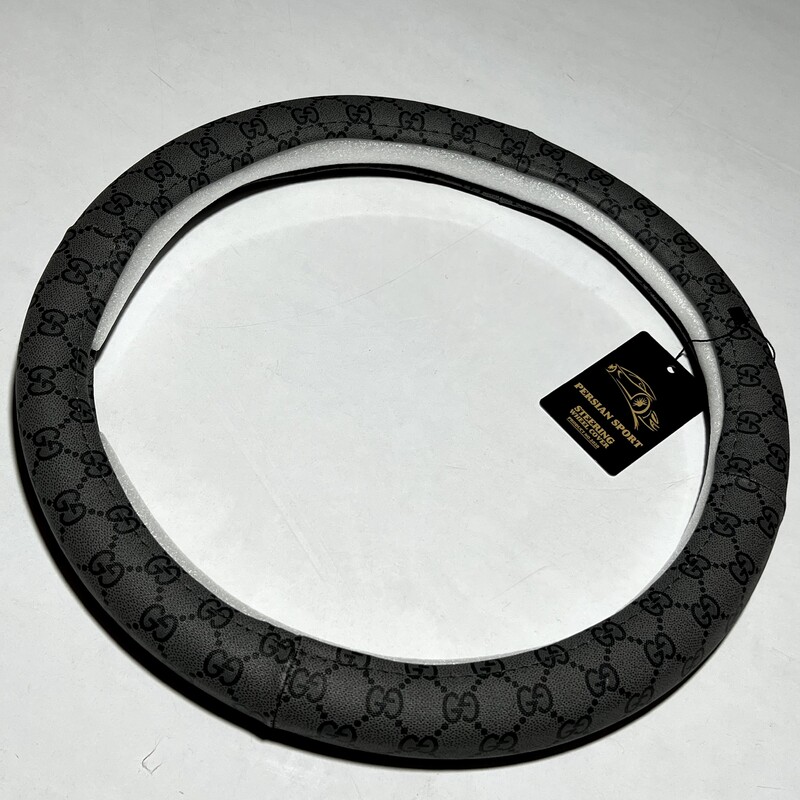 روکش فرمان  حلقه ای طرح گوچی رنگ طوسی تیره مناسب برای انواع سواری 