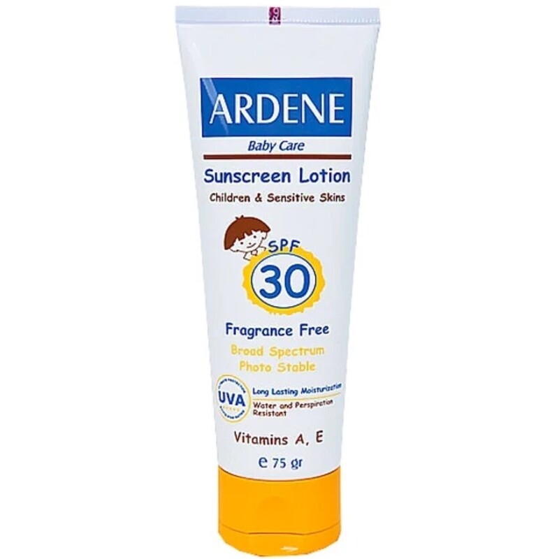 لوسیون ضد آفتاب کودک آردن سری Baby Care SPF30 مقدار 75 گرم

