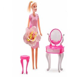 عروسک باربی با میز آرایشی و صندلی و آینه با بسته بندی و قیمت پایین مناسب هدیه