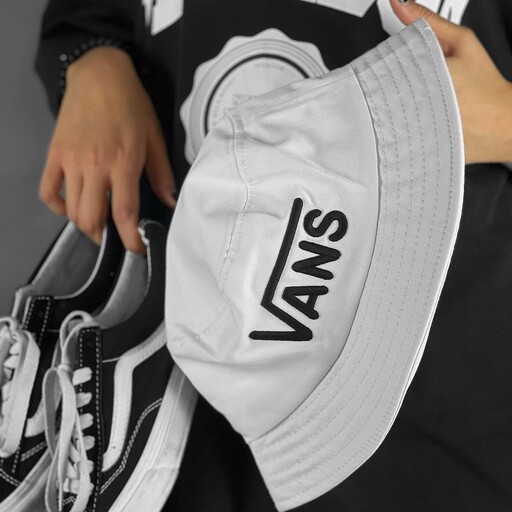 کلاه باکت Vans کتان زمینه سفید فری سایز