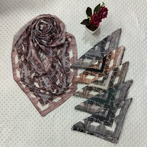 روسری نخی دور دوخت طرحدار در رنگهای مختلف با کیفیت و قیمت بسیار مناسب 