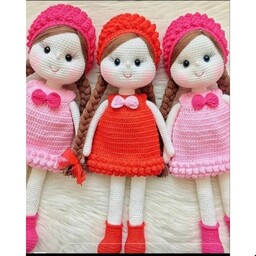 عروسک بافتنی دختر کلاه پفکی. در رنگبندی دلخواه مشتری
