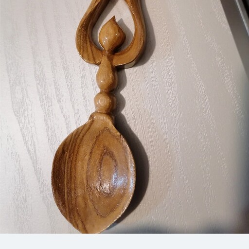 قاشق آجیل خوری منبت کاری شده چوبی از جنس نارون