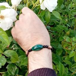 دستبند مردانه زنانه ی عقیق سلیمانی سبز