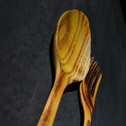 قاشق چنگال چوبی دست ساز SP Wood با چوب توت و روغن آب گریز