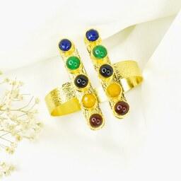 دستبند النگویی زنانه با نگینهای رنگی کد6190