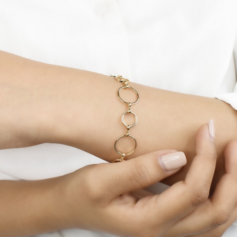 دستبند زنانه طرح طلا دایره ای کد 6002