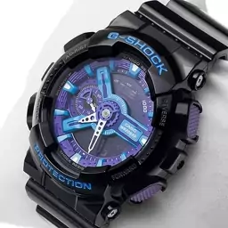 ساعت  مچی جی شاک GA110 مشکی سرمه ای  (جیشاک GShock) ، صد در صد ضدآب ، تنظیم اتوماتیک با پایتخت کشورها ، اتولایت دار